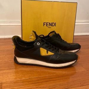 Mens Fendi Monster Spike Sneakers in Black / Yellow. UK 7 / US 8